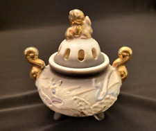 Vintage MCI Japan Porcelain Incense Burner Gray White Gold Dragonware picture