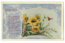 Antique Postcard ~ LANGUAGE OF FLOWERS ~ Sunflowers ~ J. Leslie Melville Art picture