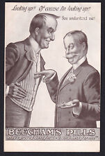 Advertising-Beecham's Pills-Looking Up-Men-Humor-Antique Postcard picture