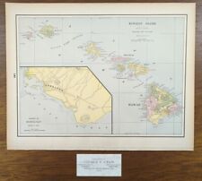 Vintage 1895 HAWAIIAN ISLANDS Map 14