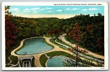 Decorah Iowa~Birds Eye View Of Twin Springs Trout Rearing Ponds~PM 1944~Postcard picture