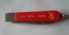 Vintage ICEL INOX Portugal Santa Maria- Acores Folding Knife, Red & Silver picture