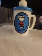 Vintage Peanuts Gang Charlie Brown Milk Glass Coffee Mug 1969 picture