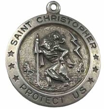 Vintage Catholic Sterling Silver St Christopher Medal, 11.6 Grams  Silver picture