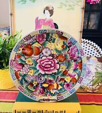 Vintage Chinese Mille Fleur Thousand Flowers Plate, 10”. Chinoiserie picture