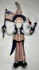 Uncle Sam 4th July Ornament Metal Resin Independence Figure  6” Red White Blue picture