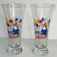 Vintage Pair Of 1987 Bud Light Spuds MacKenzie Party Animal Pilsner Beer Glasses picture