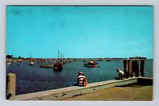 Scituate MA-Massachusetts, Panoramic View Yachts in Harbor Vintage Postcard picture