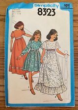Simplicity sewing pattern 8323 ribbon ruffle dress 2 lengths girl 7 8 vtg 1977 picture