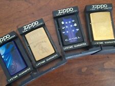 Lot Of 4 Vintage Joe CAMEL  Zippo Lighters 2 Brass Unstruck In Box  picture