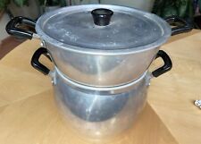 Vintage 1970s Aluminum French Standard Garamti Pur Large Steamer Cooker Pot 3 Pc picture