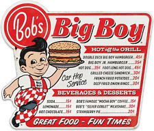 Bob'S Big Boy Menu Great Food Fun Times Metal Sign - Vintage Bob'S Big Boy Sign  picture