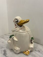 Vintage Rare McCoy Pottery USA Traveling Duck Cookie Jar Mother Goose Suitcase picture
