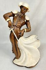 Vintage Ceramic Matador Bullfighter Figurine Brown w/ Cream Crackle Glaze 13” picture