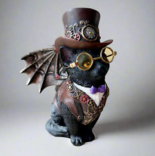 Steampunk Victorian Inventor Cat Figurine With Top Hat - Gothic Home Decor picture