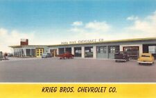 Linen Postcard Krieg Brothers Chevrolet Company in Thrall, Texas~126322 picture