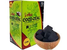 Irfaz Coco-Zeal Natural Coconut Shell Charcoals 72 Cubes Afzal Hookah Retail Pkg picture