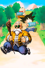 Dragon Ball Poster Mater Roshi Goku delivering Milk 12in x18in  picture