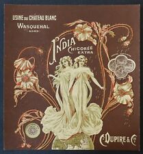 INDIA Wasquehal Art Nouveau Jugendstil 20x21cm French label chicory label picture