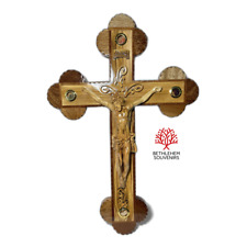 Huge Olive Wood 23Inch Crucifix Cross Artistic Hand Made Bethlehem Christian Art picture
