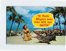Postcard Us Florida Alligators Would Rather Bite Than Switch Beach Scene Humor picture