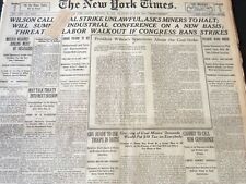 1919 OCTOBER 26 NEW YORK TIMES - WILSON CALLS COAL STRIKE UNLAWFUL - NT 6409 picture