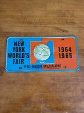1964 1965 New York World's Fair License Plate Embossed Unisphere Vintage Tag T6 picture