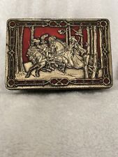 Vintage Medieval Figures Gold Color Embossed Riley's Metal Toffee Tin England picture