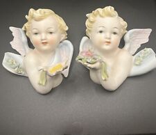 Lefton Victorian Style Cherub Angel Wall Hangings (2) 5” picture