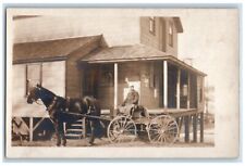 c1910's Mr. Walt with Horse Wagon House Store RPPC Photo Unposted Postcard picture