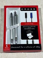 Cross Nile Pen And Pencil Set Satin Chrome W/Free Refills Includes Gift Box New picture