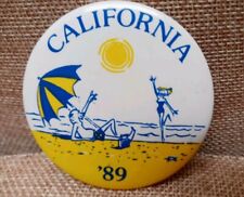 Fun Vintage 1989 California Beach Scene  Button Pin picture