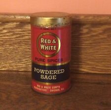 Vintage Red & White Powdered Sage 2 oz Spice Tin picture