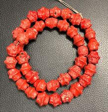 Antique Venetian Look Like Coral Chevron Bead Strand Old African Trade Beads picture