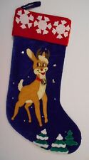 Vintage 1999 Rudolph the Red Nosed Reindeer Appliqued & Velvet Stocking 21