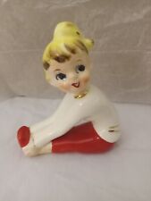 Vintage Figurine Blonde Ponytail Teenager Red Pants Figurine 1950's Japan NAPCO picture