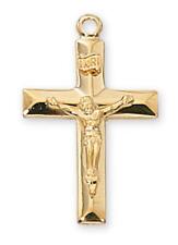 Beautiful Gold Tone Sterling Silver Crucifix 0.875in Features 18in Long Chain picture
