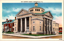 Vintage C. 1930's  View Old Baptist Church Martinsville Virginia VA Postcard  picture
