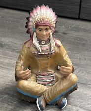 Native American Indian Chief Sitting Down Figure Statue picture