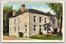 Kingston New York~Old Captain Tappan House Street View~CT Art~Vintage Linen PC picture