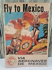 FLY TO MEXICO Aeronaves De Mexico Promo Lobby Card Stand TRAVEL AGENT 9 x 12 Vtg picture