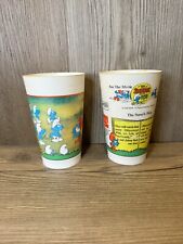 Vintage 1983 Smurf Ponderosa Steakhouse Cups 5 inch lot of 2  picture