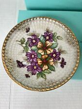 Vintage Tea Cup & Saucer Embossed Pebble & Purple And Gold Florals Gold Trim picture
