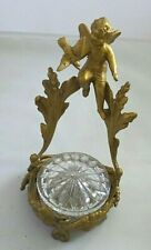 ANTIQUE ART NOUVEAU ORMOLU BRONZE CUPID  WITH BIRD CUP OR TRINKET STAND  picture