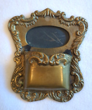 Vintage Matchstick Holder Embossed Solid Brass Wall Mount picture