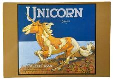 Postcard Unicorn Orange Crate Label • San Francisciana Historical #166 picture