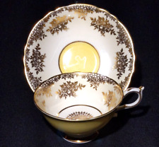 PARAGON DOUBLE WARRANT Yellow & Gold Footed Porcelain Tea Cup & Saucer picture