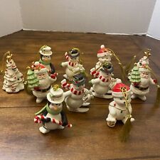 Lenox Very Merry Porcelain Ornaments Santa Bear Snowman Tree Penguin Lot of 11 picture