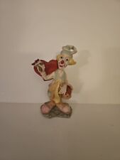 Vintage 7 inch Hand Painted Ceramic Clown with Jester Hat and Red Heart picture