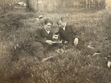 1950 Young Men Handsome Guys Lying on Grass reading letter Photo Portrait picture